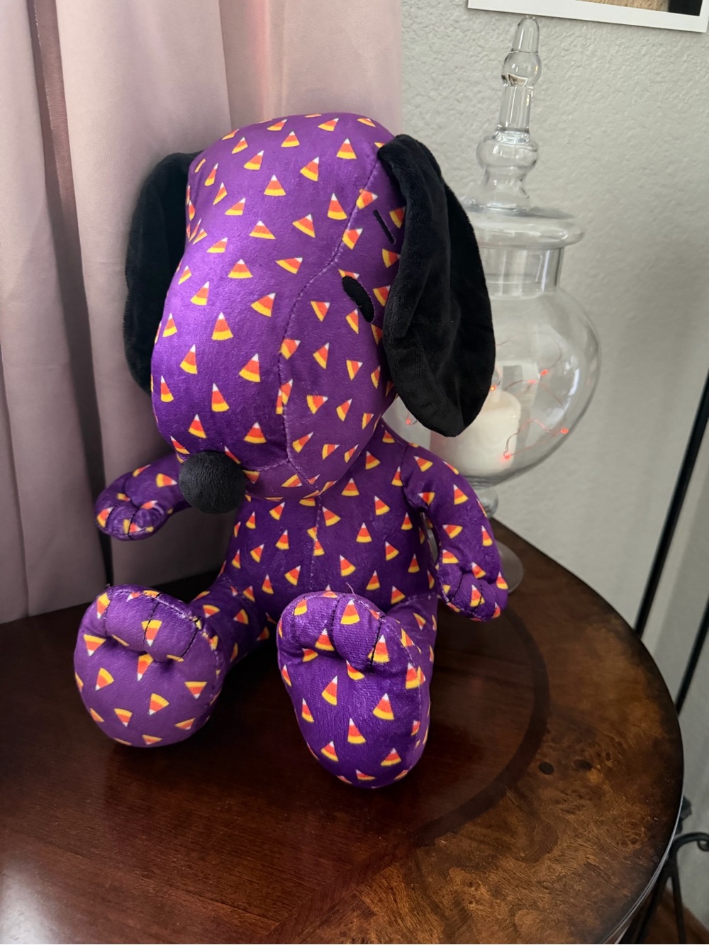 Peanuts Halloween Snoopy Plush Purple Candy Corn Pattern Holiday Stuffed Animal
